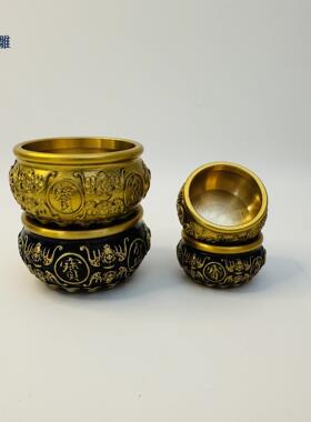 2026聚宝盆招财盆摆件招财盆金属工艺品沙金小元宝实心黄铜五福聚