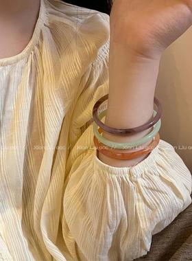 20268mm紫罗兰手镯圆条粗款帝王绿新中式旗袍配饰贵妃镯国风手镯