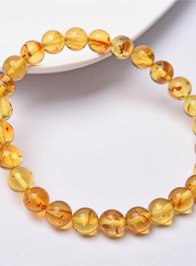 2026富宏珠宝 天然琥珀花珀手串琥珀圆珠单圈手链饰品厂家直供