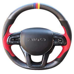 适用于领克0102030506方向盘把套手缝真皮碳纤翻毛定制皮