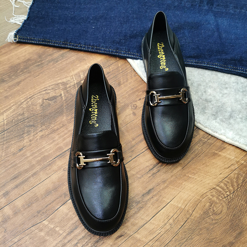 两穿马衔扣秋季英伦风法式豆豆鞋