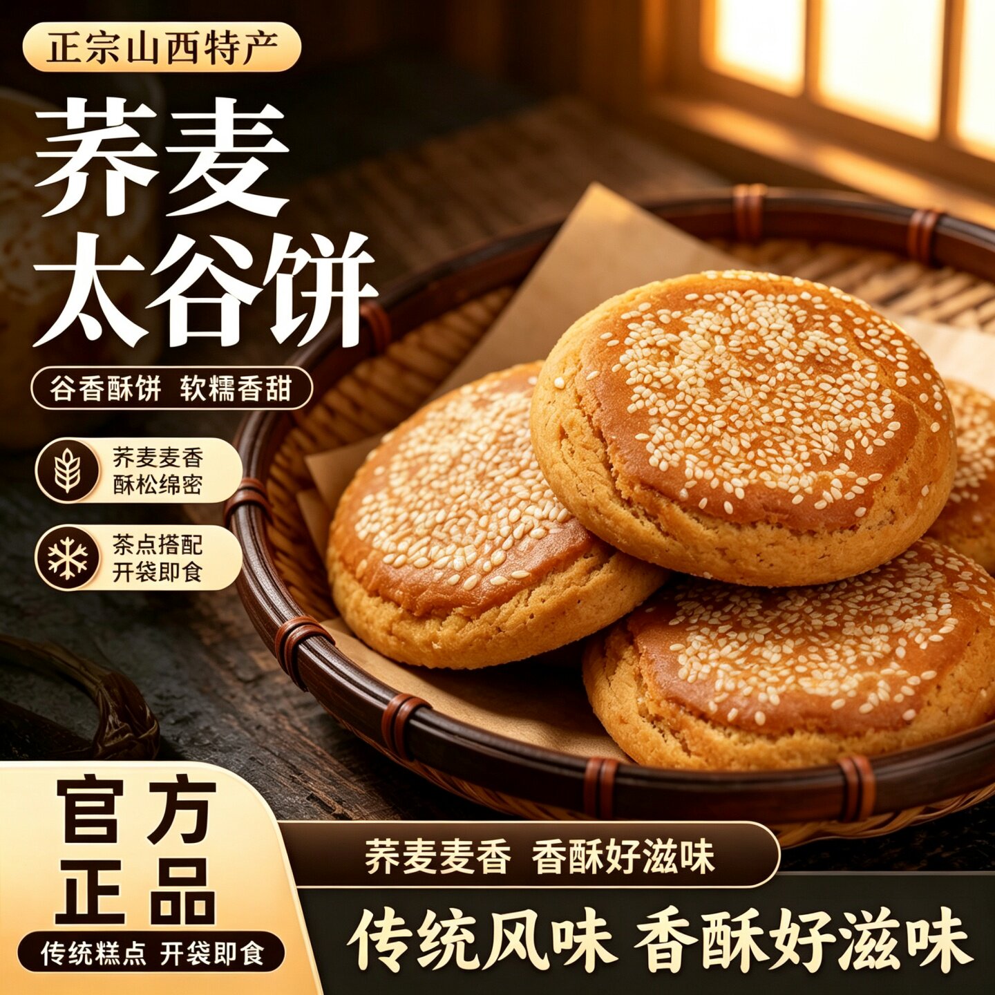 荞麦太谷饼山西特产手工老式传统糕点早餐整箱老人吃的糕点零食品