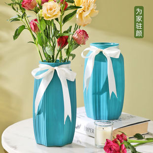 玻璃花瓶摆件装 饰绿萝富贵竹百合插干花瓶透明彩色磨砂大号欧式
