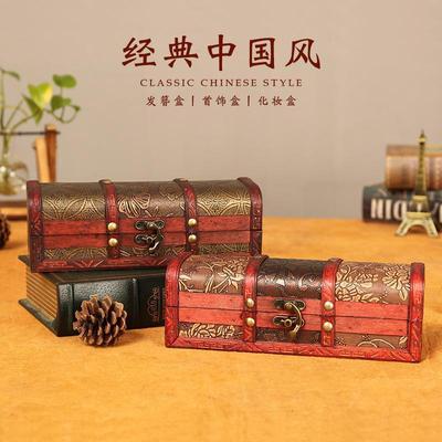 复古中国风首饰盒口红耳环簪子收纳盒木质古风发簪盒带锁包装礼盒