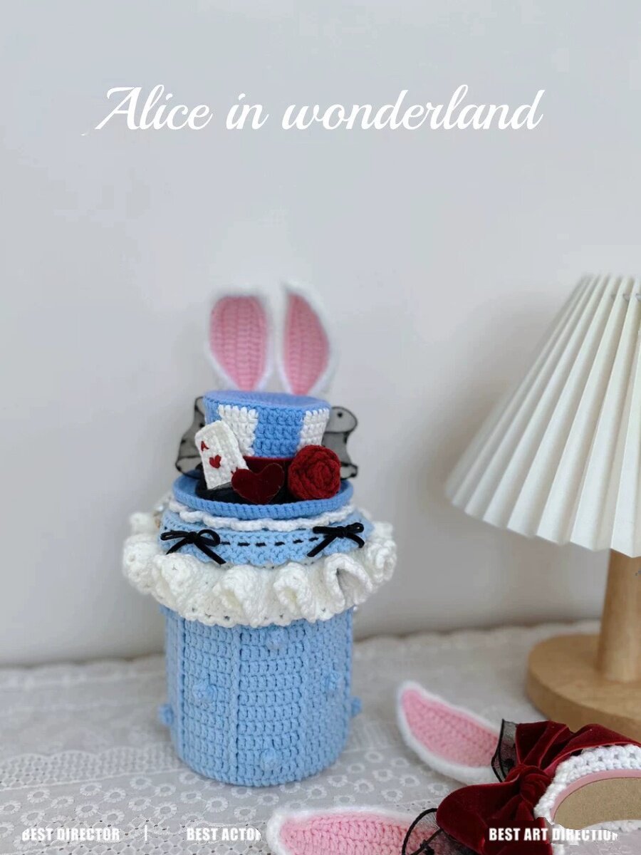 XUAN TSAI HAND-MADE ORIGINAL ALICE IN WONDERLAND BUCKET BAG CROCHET HANDMADE DIY MATERIAL PACKAGE WOOL FAIRY TALE