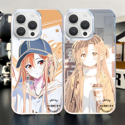 二次元手机壳线稿亚丝娜刀剑神域