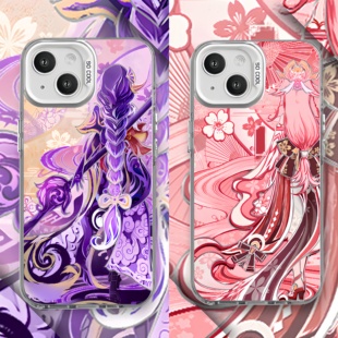 原神手机壳雷电将军神子胡桃万叶背影适用苹果17彩银iphone16小米15二次元华为m80红米k90iqoo13一加ace6周边