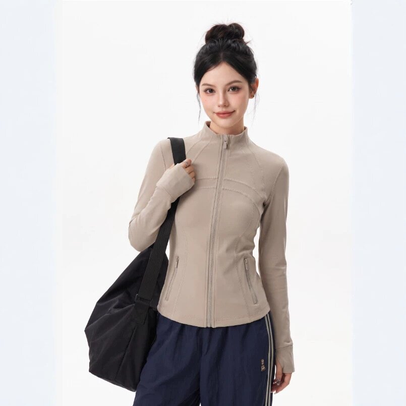 女士鱼骨瑜伽服外套女秋薄款骑行服修身健身秋季穿搭收腰运动上衣