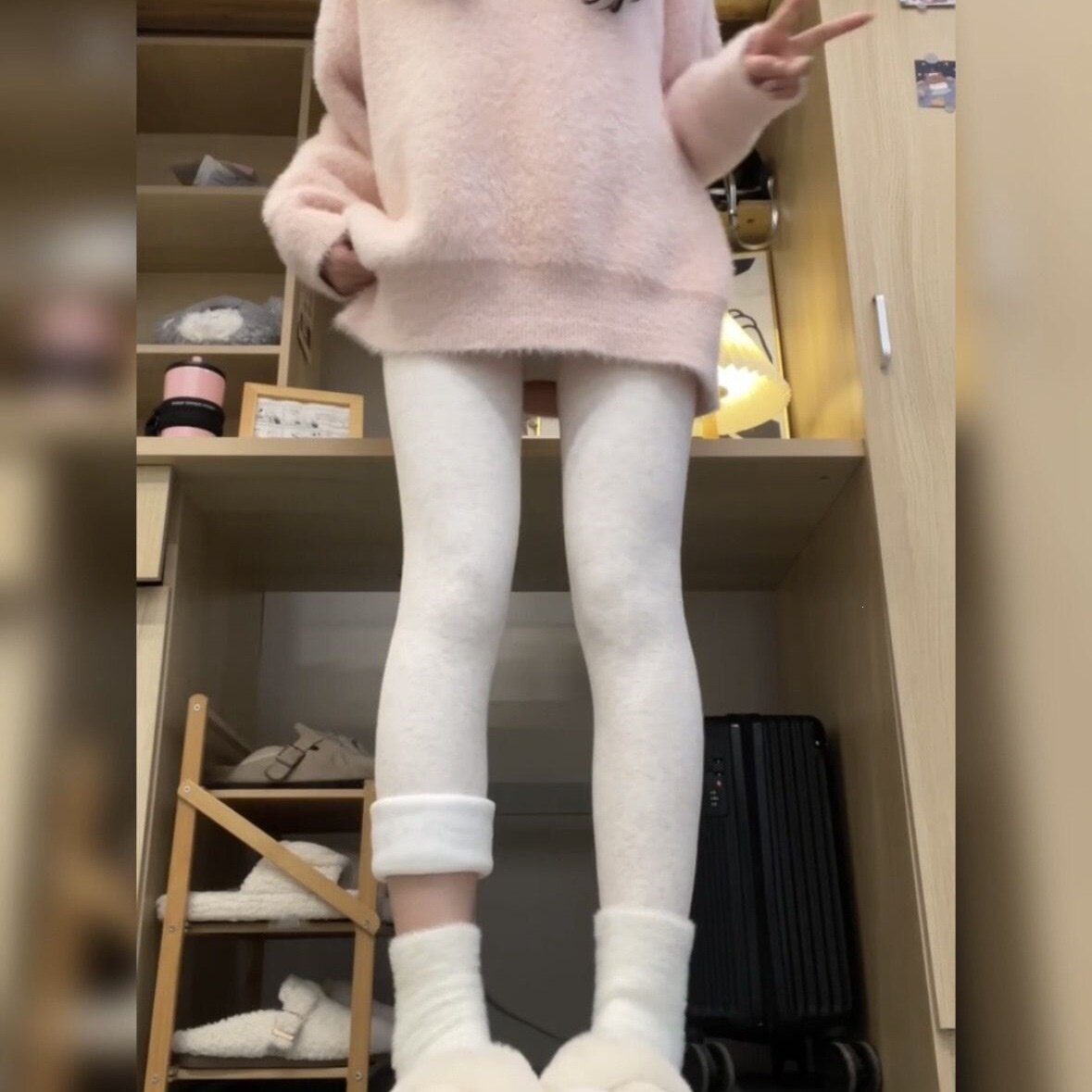 加绒加厚紧身打底裤女春秋2026新款休闲内搭保暖针织运动瑜伽裤潮