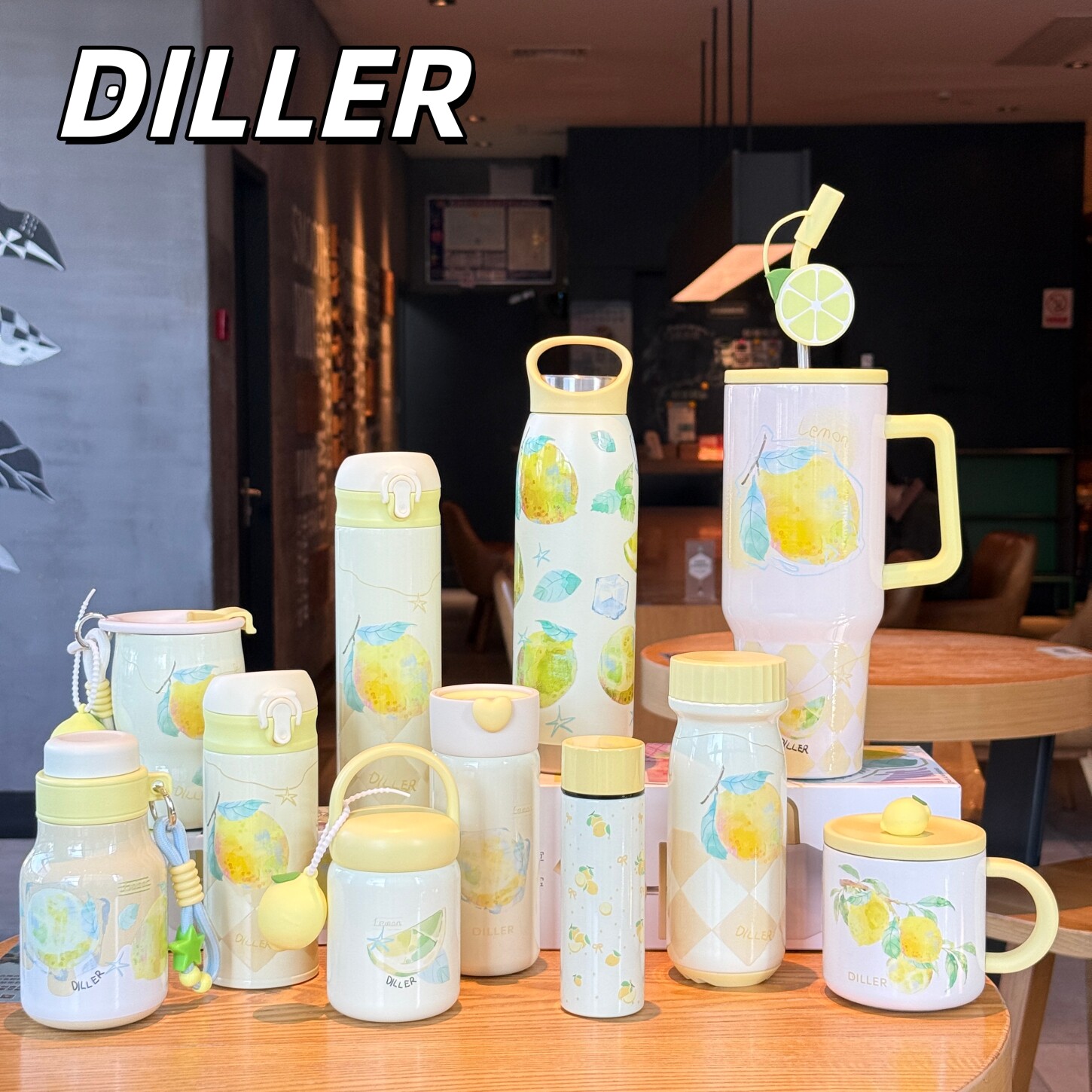 diller高颜值便携外带学生双饮水杯大容量316L不锈钢儿童保温杯子