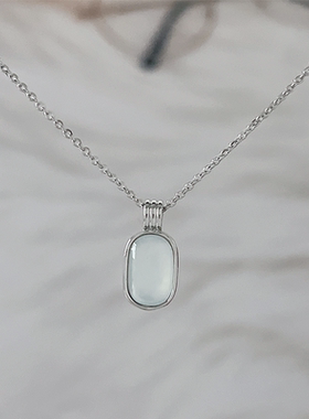 银色白贝滴油方圆固定扣吊坠抽拉链项链吊坠配件