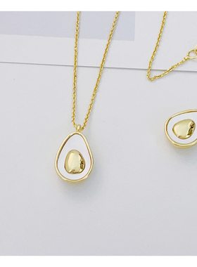 白贝牛油果吊坠项链配件可拆卸针链固定扣吊坠项链diy配件