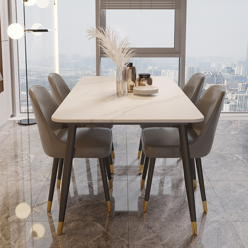意式轻奢岩板餐桌椅组合家用小户型现代白色大理石长方形灰色饭桌|ruв категории жилой мебели, Таблица класса, обеденный стол - от Buy2taobao.com для оказания профессиональной услуги покупки агента Taobao