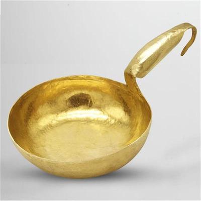 山西手工打造纯黄铜特大号中号18厘米马勺家用面瓢水勺铜药勺水瓢