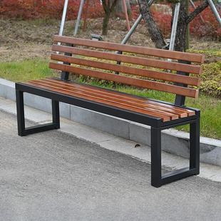户外公园椅实木靠背室外广场休闲长椅塑木操场小区室内休息长条凳