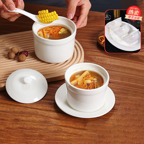 陶瓷炖盅隔水炖家用带盖蒸菜鸡蛋羹汤盅炖罐专用蒸蛋碗煲汤小瓦罐