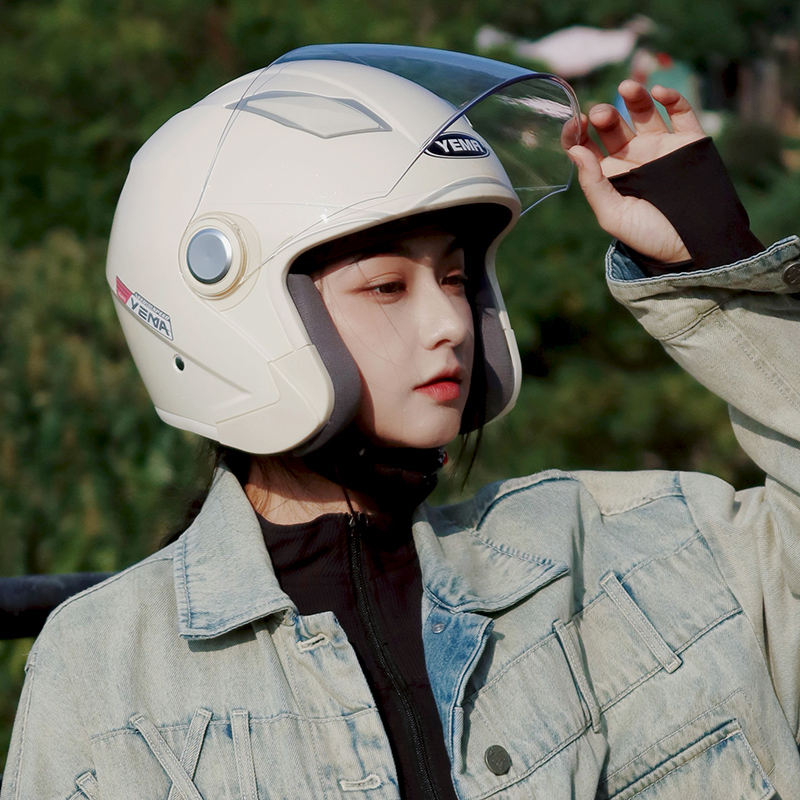 野马头盔新国标3C认证电动摩托车半盔四季通用电瓶车安全帽女秋冬