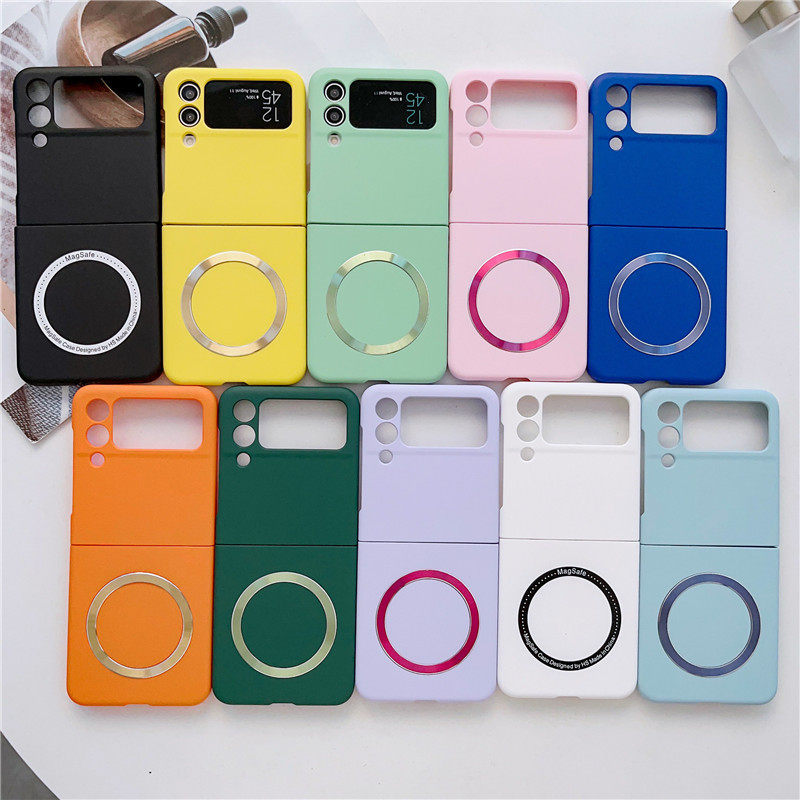 适用三星zflip4手机壳超薄肤感Galaxy Z flip3折叠无线充电磁吸男