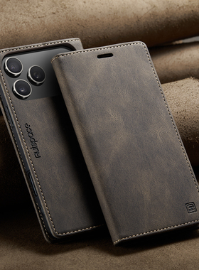 适用苹果17手机壳iphone15promax商务复古翻盖皮套ip16pro前后壳全包14防摔i12por磁吸插卡套皮夹16pmax男女