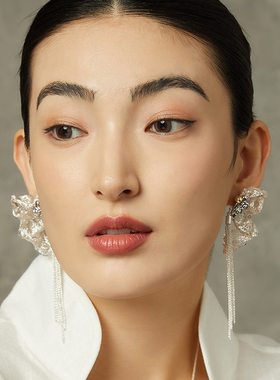 新款ATRIAL SENSING原创设计 银色祥云流苏耳环小众轻奢长款耳坠