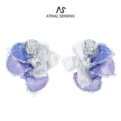 【新款】ATRIAL SENSING蓝紫繁花耳钉大花朵优雅夸张耳环轻奢耳饰