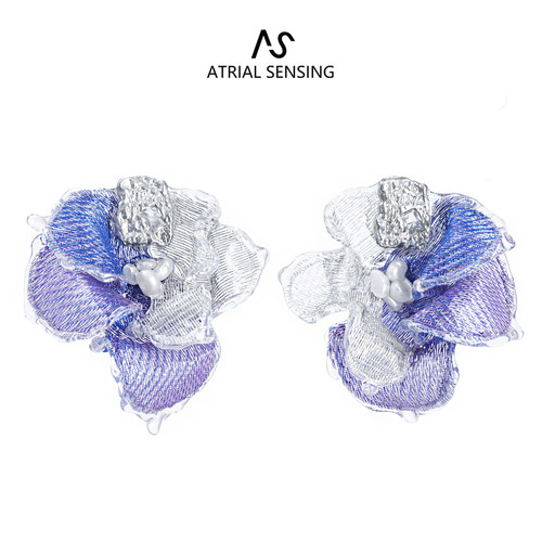 【新款】ATRIAL SENSING蓝紫繁花耳钉大花朵优雅夸张耳环轻奢耳饰