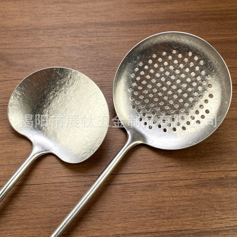 新款钛餐具家用纯钛锅铲烹饪勺网漏勺蘑菇铲酒店厨房工具加厚铲勺