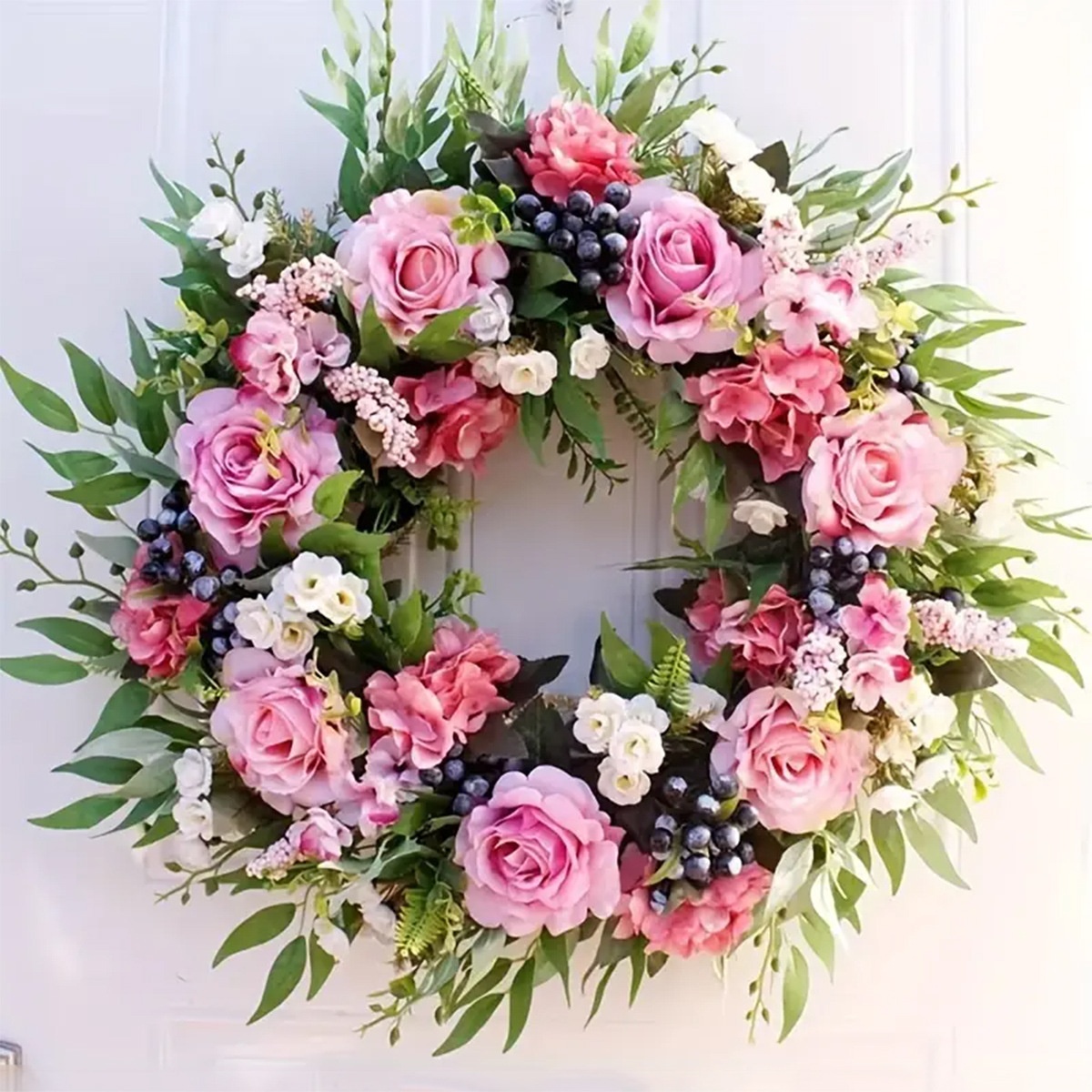 春夏季牡丹花环玫瑰花环跨境新品春季前门装饰门挂壁挂人造花环