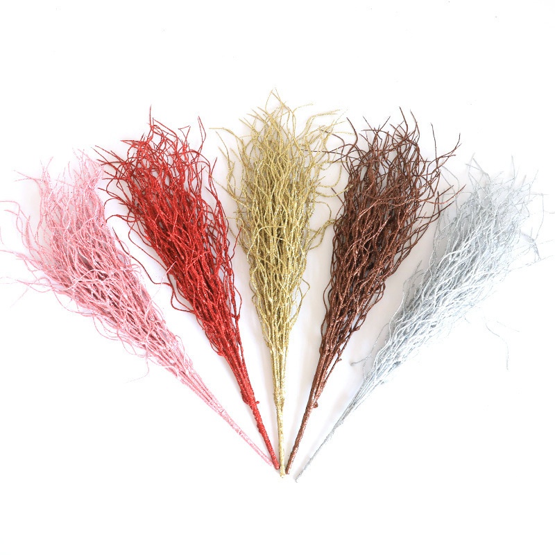 圣诞节装饰龙须草仿真插枝 厂家批发 节日塑料插花场景布置道具