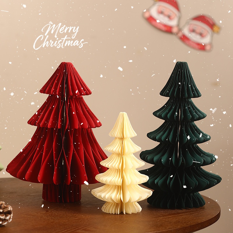 圣诞节装饰2026新款圣诞树桌面摆件纸质手工diy高级感ins风专用
