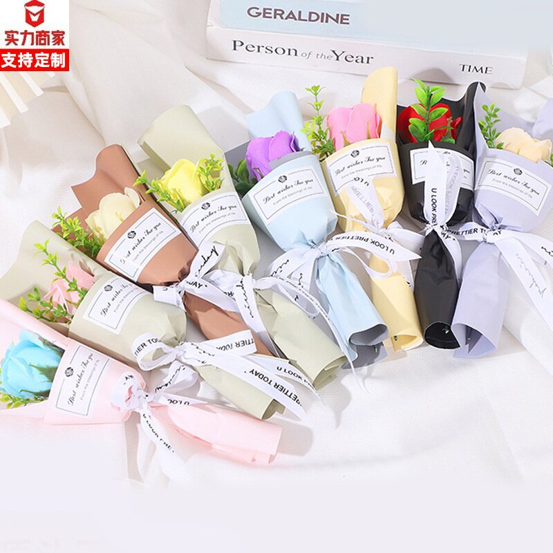 情人节圣诞节礼物单支蕾丝玫瑰香皂花仿真花小清新伴手礼迷你花束