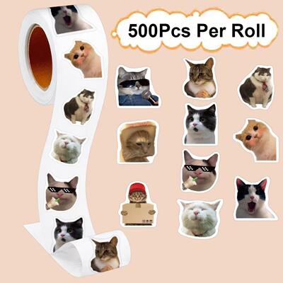 热销猫咪卷卷贴可爱表情包贴纸张