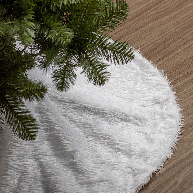 90CM白色毛绒圣诞树树裙装饰摆件树底下毯子120CM地垫圣诞节装饰