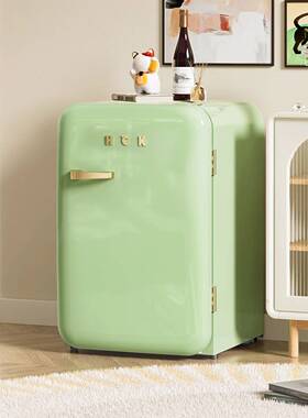 HCK哈.士奇BC-130PGC复古冰箱绿色家用办公室冷冻冷藏小型迷你可