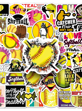 100张垒球爱好者专属贴纸趣味运动标语贴学生笔记本水杯装饰贴画