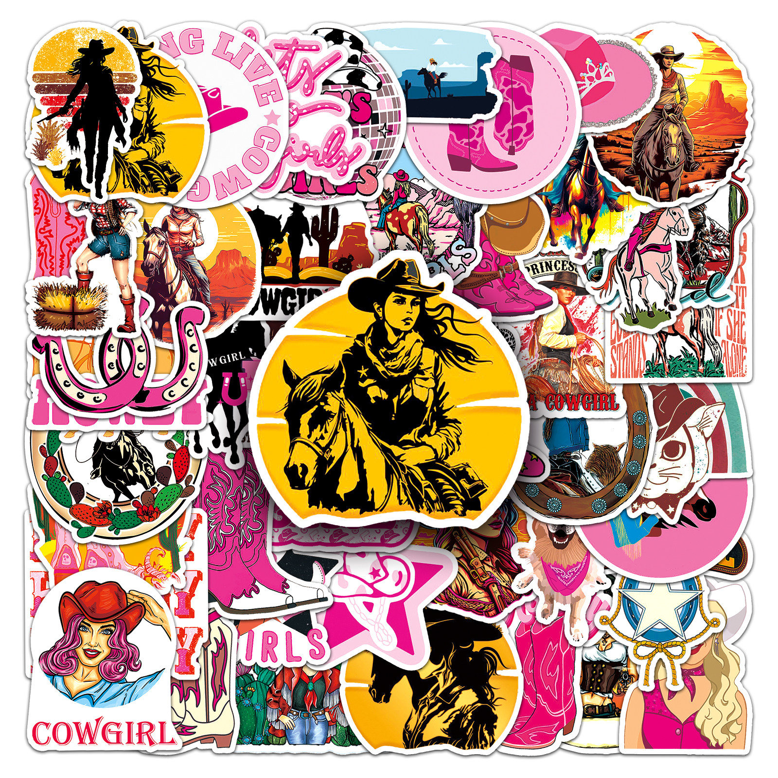 50张女牛仔卡通涂鸦贴画diy装饰笔记本电脑手账冰箱滑板汽车贴纸
