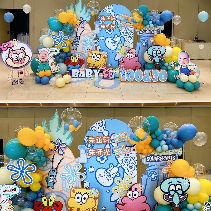 龙宝宝周岁宴生日布置套装卡通生日装饰场景百天抓周kt板背景板厂