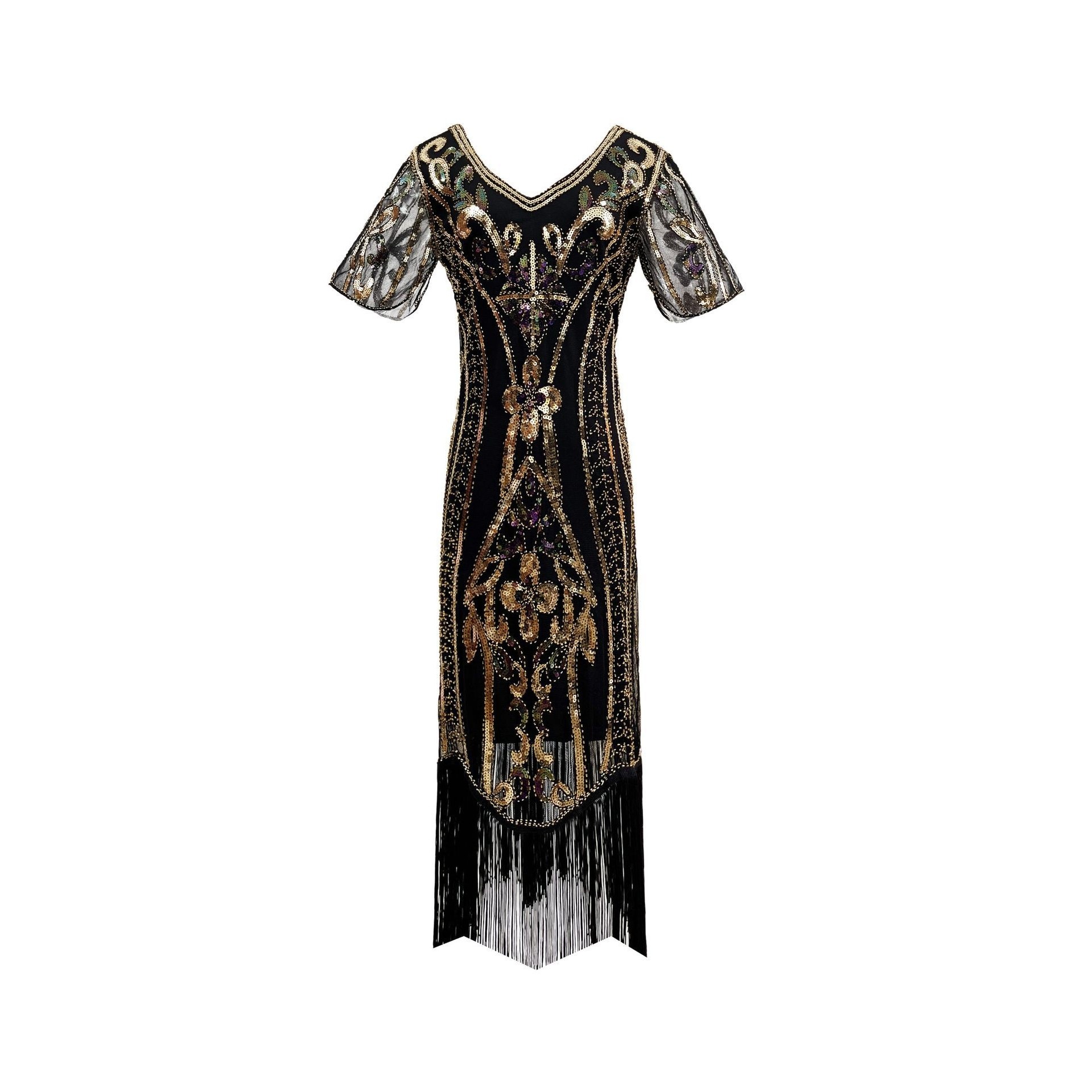 亚马逊1920S亮片流苏裙复古聚会晚宴礼服裙表演服了不起的盖茨比