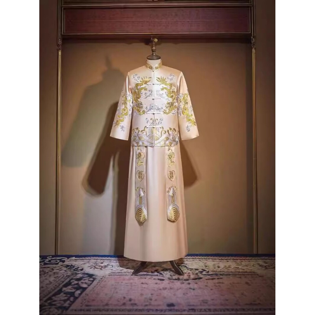 秀禾服男新郎服2022新款春夏男士结婚中式礼服唐装龙凤褂男款秀禾