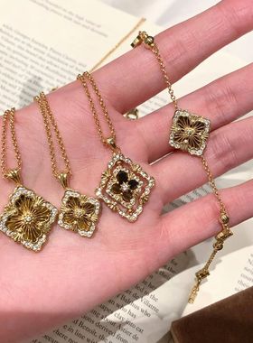 钻石之乡实验室人工培育钻高版意大利布契拉丝虎眼四叶草手链歌剧