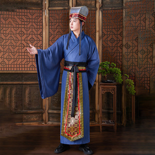 古装男汉服直裾古代官员大臣官服谋士秦朝汉朝三国战国演出服戏服