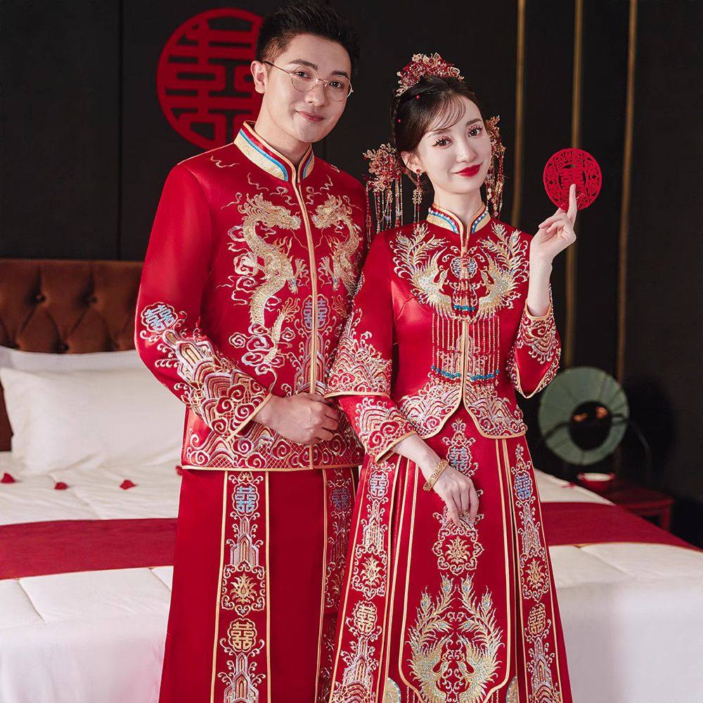 高级秀禾服新娘2024新款结婚中式嫁衣礼服龙凤褂情侣显瘦修身夏款