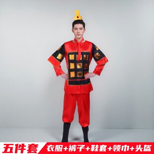 古代士兵服装男成人舞台戏曲表演服舞蹈服盔甲服诗歌朗诵演出服装