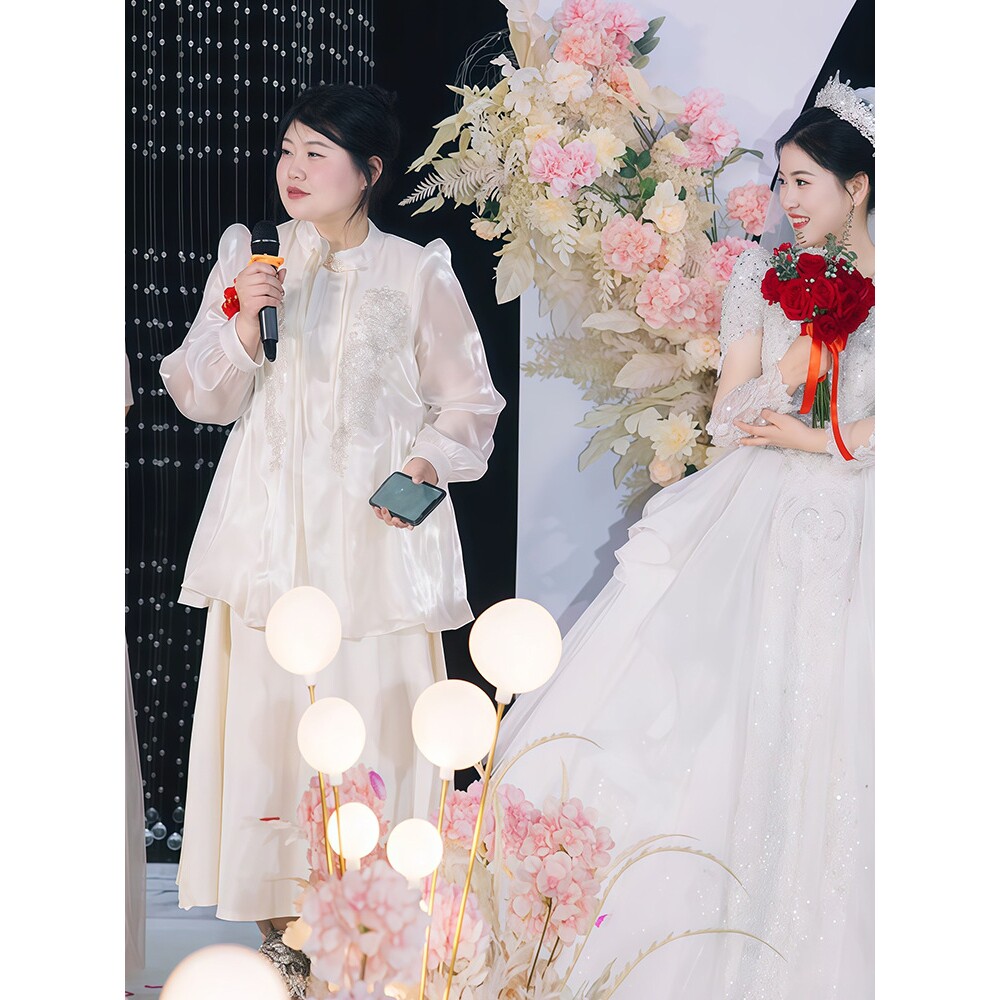 大码女装伴娘服新中式国风胖mm显瘦高级感日常可穿气质礼服两件套