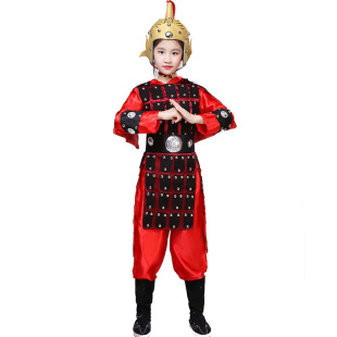 儿童古代士兵演出服男女童盔甲将军兵马俑古装花木兰民族戏曲表演