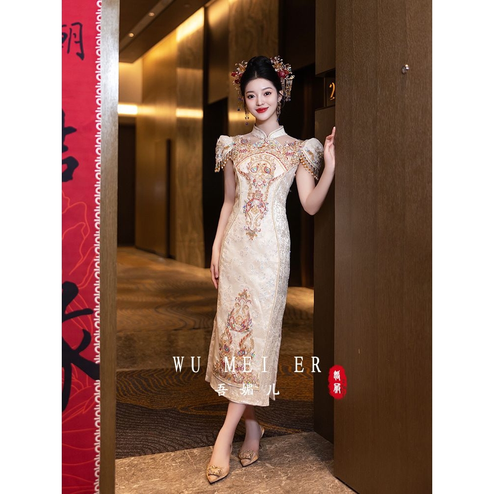 新中式旗袍改良年轻款新款夏季敬酒服新娘订婚结婚出门晚礼服厂家
