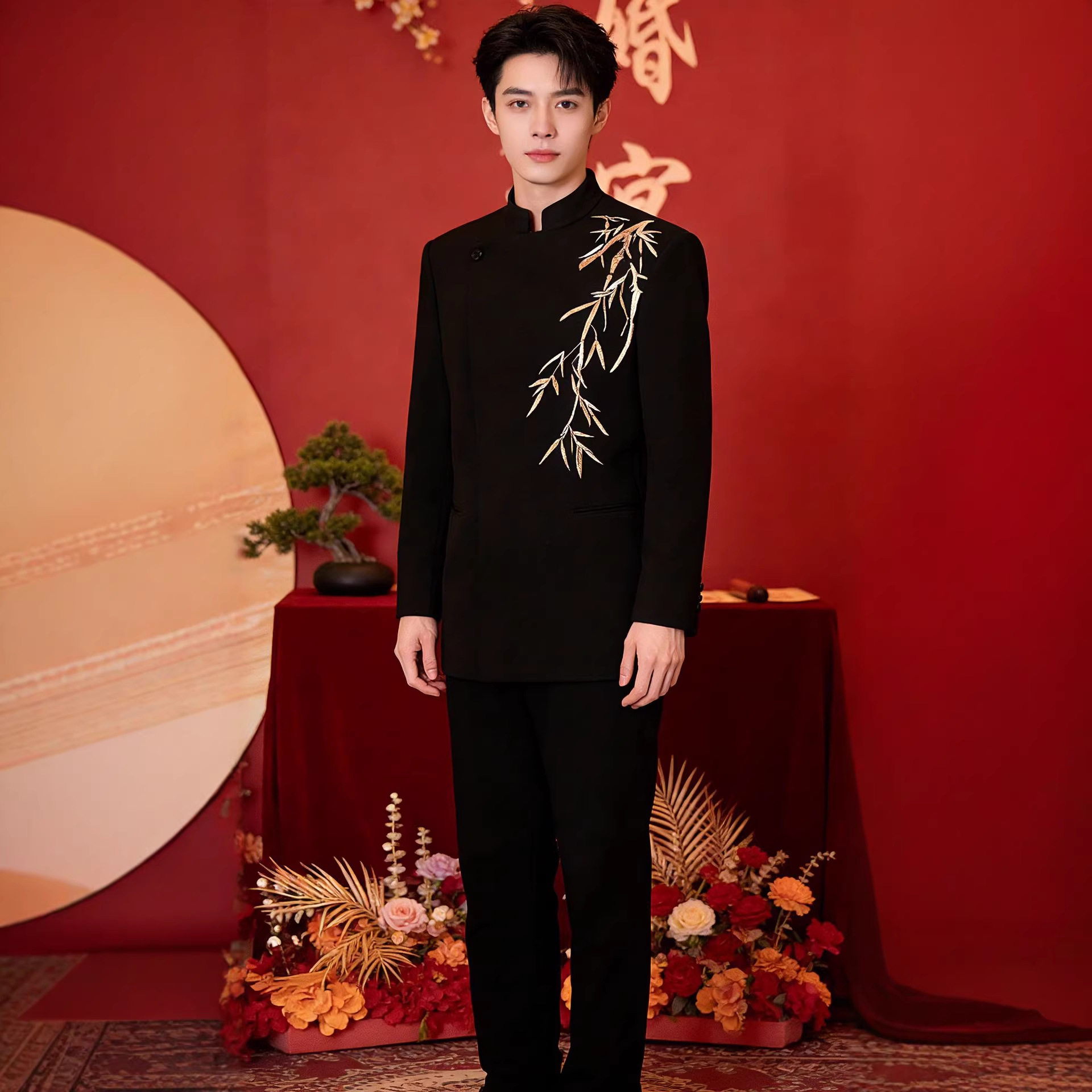 新中式国风男装新郎订婚西装套装礼服国风高级感秋冬结婚西服正装