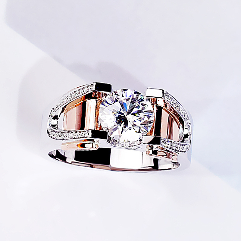 钻石之乡实验室人工培育钻仿美国进口D色莫桑钻戒指 八心八箭2克