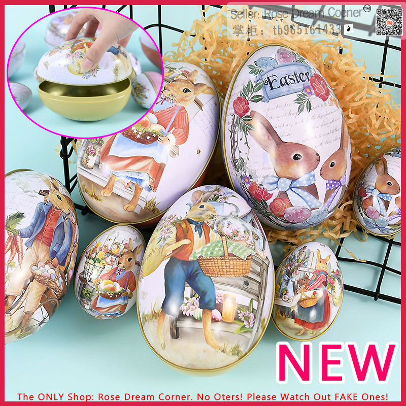 metal easter opened eggs candy tin gift packaging box baking