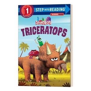 进口英文原版 兰登阅读进阶1 Step 儿童英语分级阅读绘本故事书 Reading 三角龙 Triceratops into